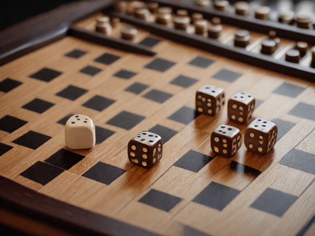 A backgammon board mid-game with a lone exposed checker, dice showing six and three, and the doubling cube turned to 2
