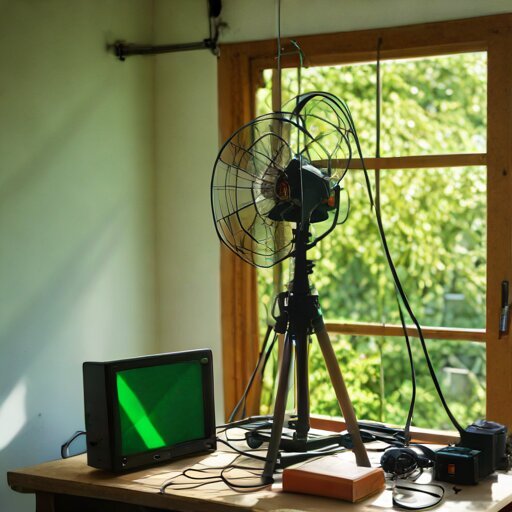 A home-built square loop antenna on a wooden frame beside a laptop showing a VLF spectrum waterfall