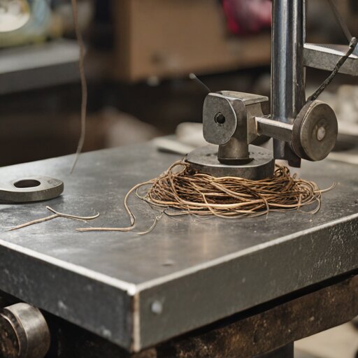 Bronze wire snapped mid-draw through a jeweler's draw plate, kinked failure point visible