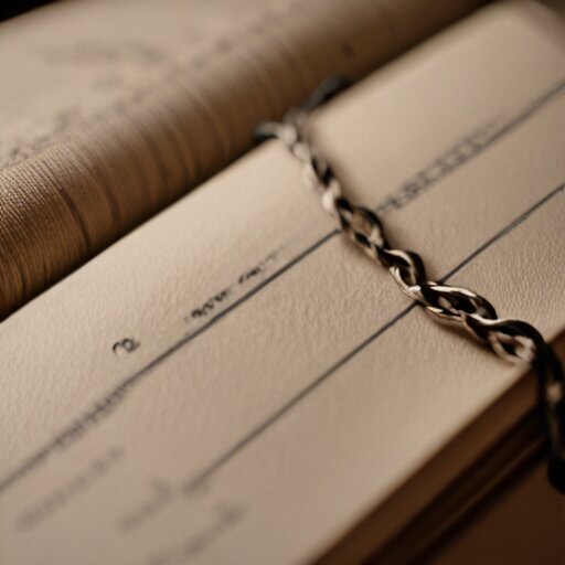 Exposed Coptic stitch binding showing the chain link pattern connecting paper signatures