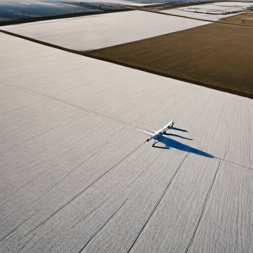 Foam RC fixed-wing flying an RF survey grid over a frozen field