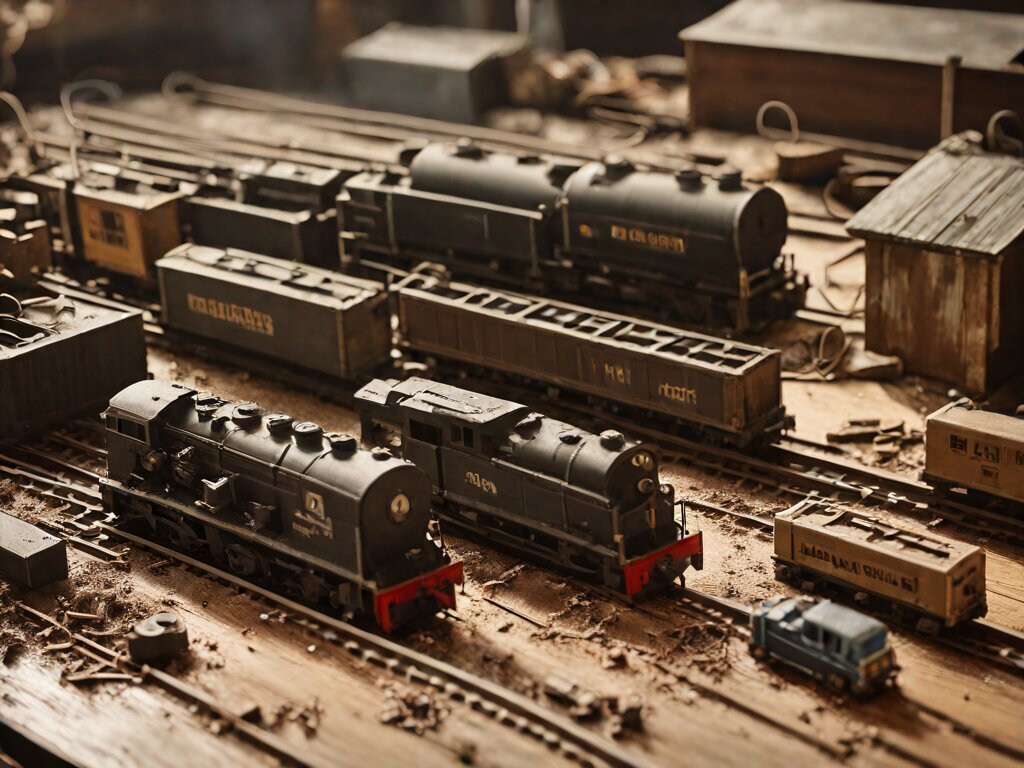 The ten-dollar flea-market haul spilled across the kitchen table: a scratched HO diesel loco, a coil of tarnished brass track, and a cracked transformer